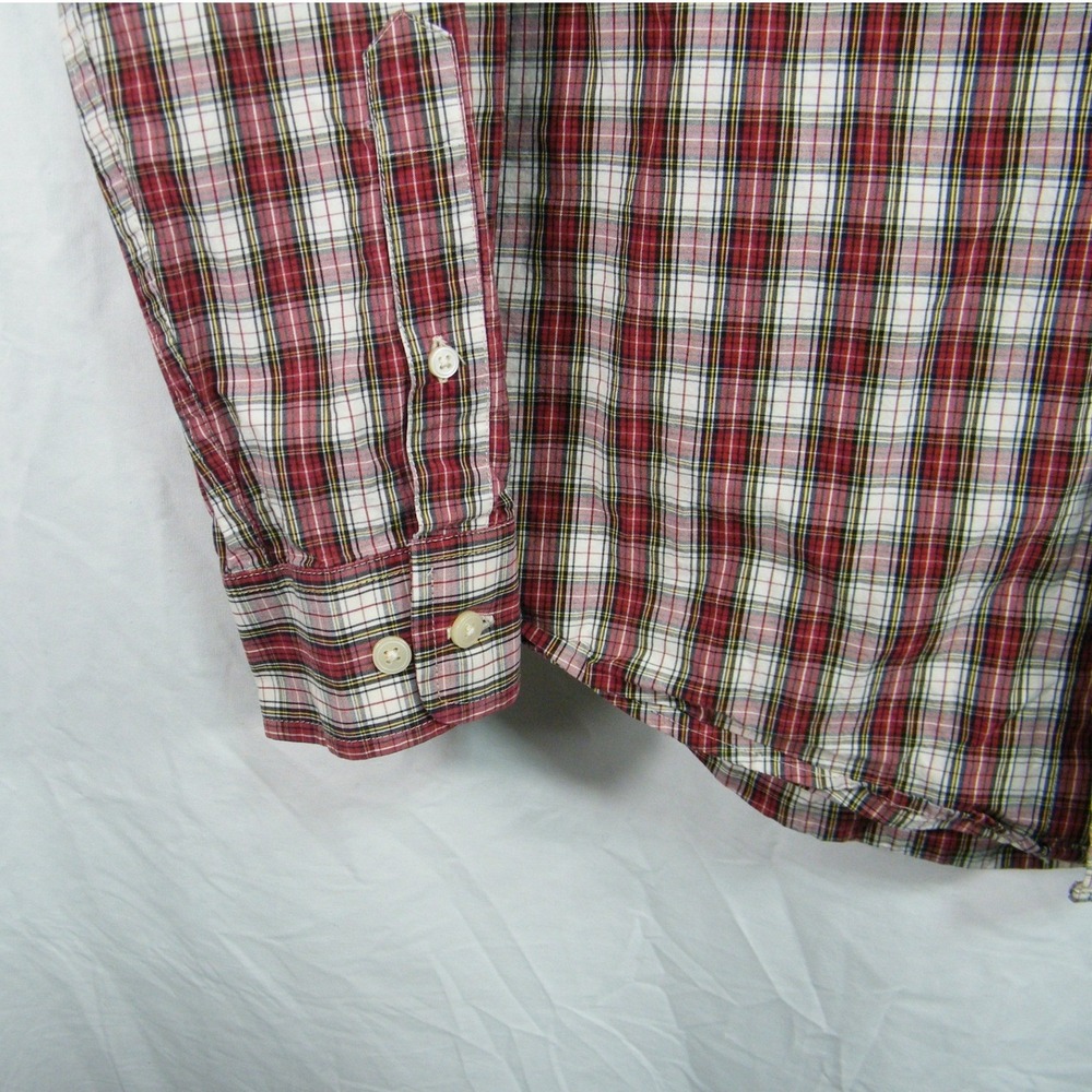 Eddie Bauer Legend Wash Plaid Button Down Shirt Mens M‎ Red Green Cotton Casual - Picture 2 of 8
